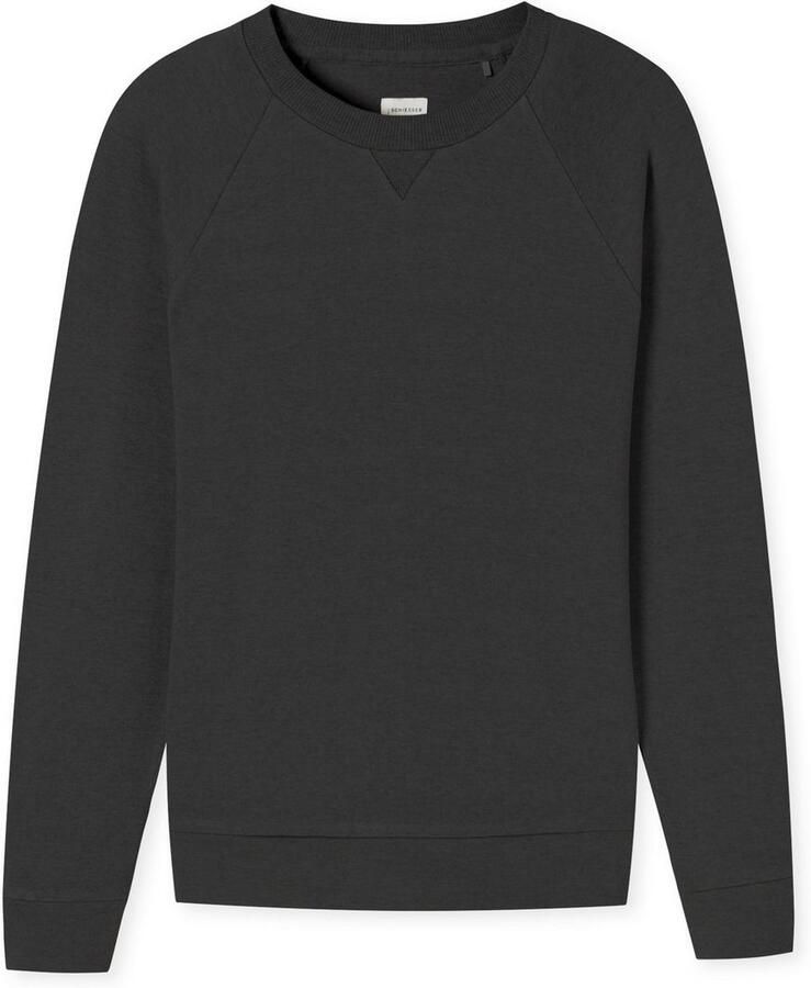 Schiesser Sweatshirt Mix+Relax met ribbelige halslijn met v-vormige inzet aan de voorkant (-)