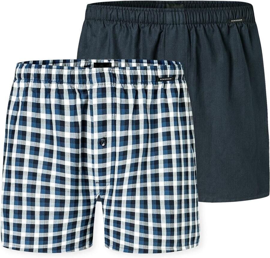 Schiesser Wijde boxershort Boxershorts Multipacks met gulp elastische band (Set van 2) - Foto 5