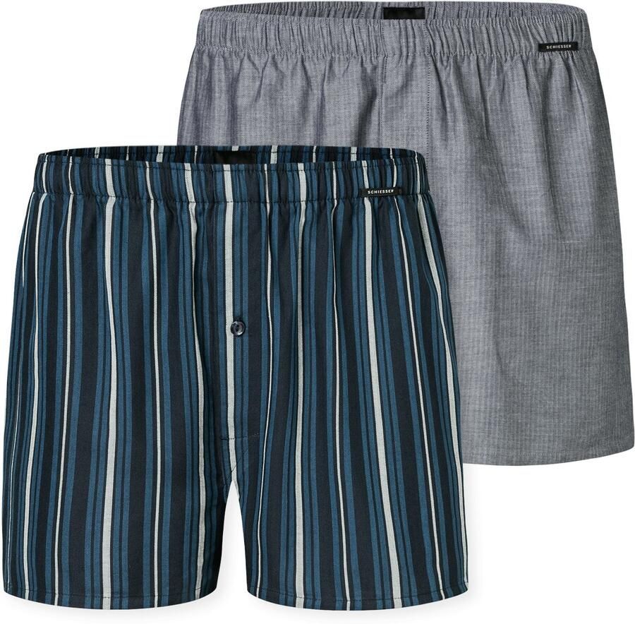 Schiesser Wijde boxershort Boxershorts Multipacks met gulp elastische band (Set van 2) - Foto 5