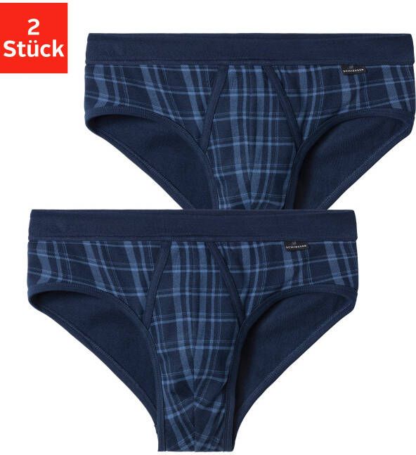Schiesser Slip Original Classics met contrasterend ruitpatroon (2 stuks Set van 2)