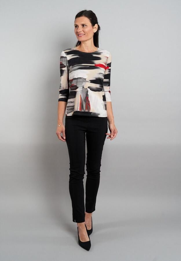 Seidel Moden Shirt met 3 4 mouwen met grafisch patroon made in ger y