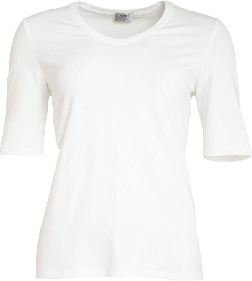 Seidel Moden Shirt met V-hals met halve mouwen van zacht materiaal made in germany