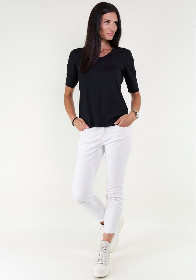Seidel Moden Shirt met V-hals met halve mouwen van zacht materiaal made in germany