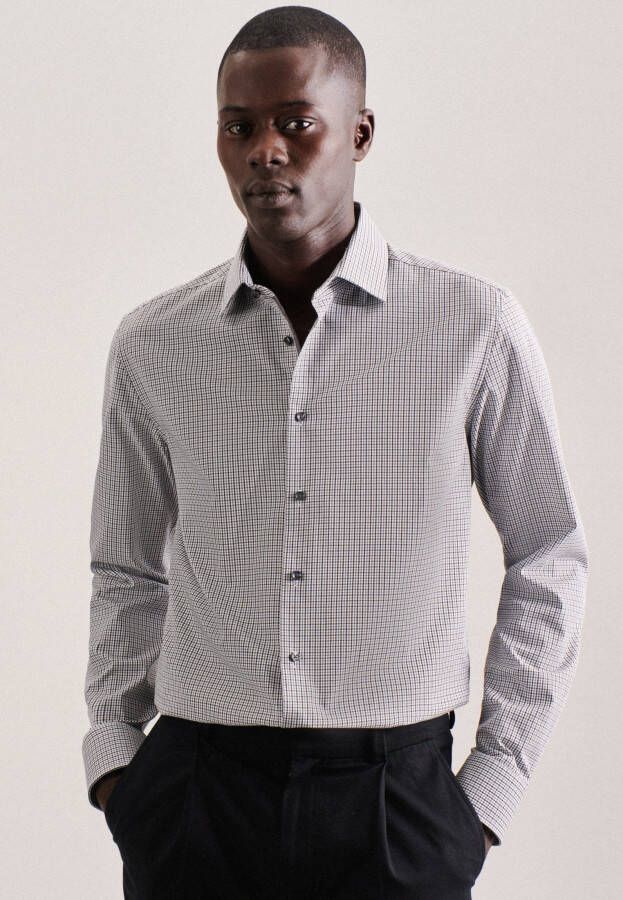 Seidensticker Businessoverhemd SLIM lange mouwen kentkraag ruit