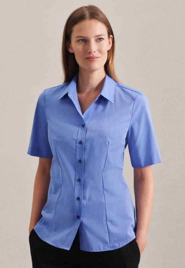 Seidensticker Overhemdblouse Zwarte roos Korte mouwen kraag uni