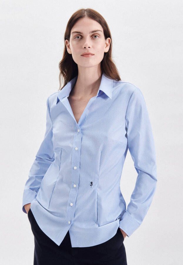 Seidensticker Overhemdblouse Zwarte roos Lange mouwen kraag strepen
