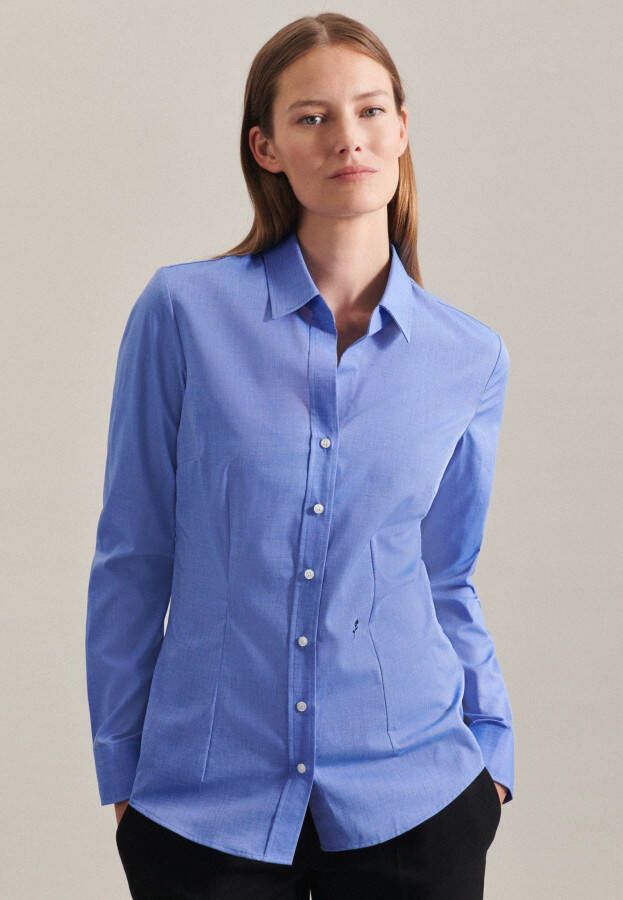 Seidensticker Overhemdblouse Zwarte roos Lange mouwen kraag uni