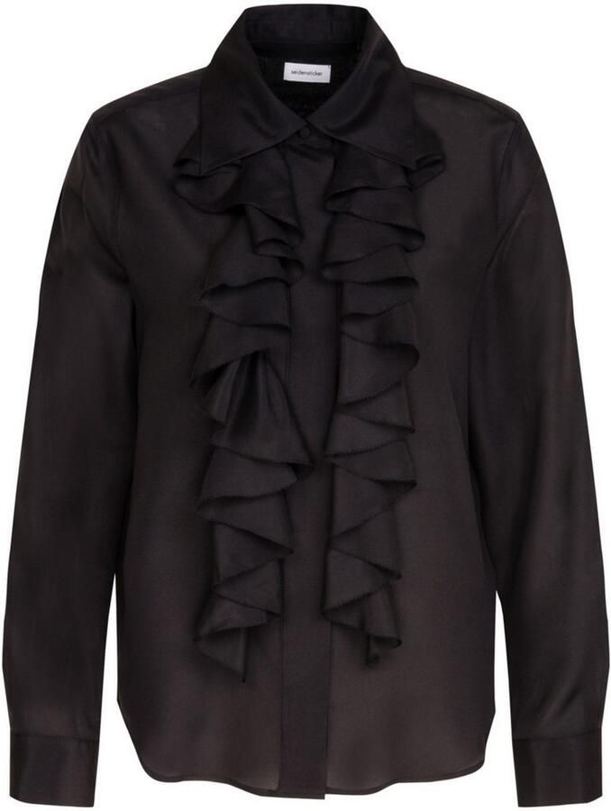 Seidensticker Blouse met ruches Zwarte roos 1 1 kraag uni