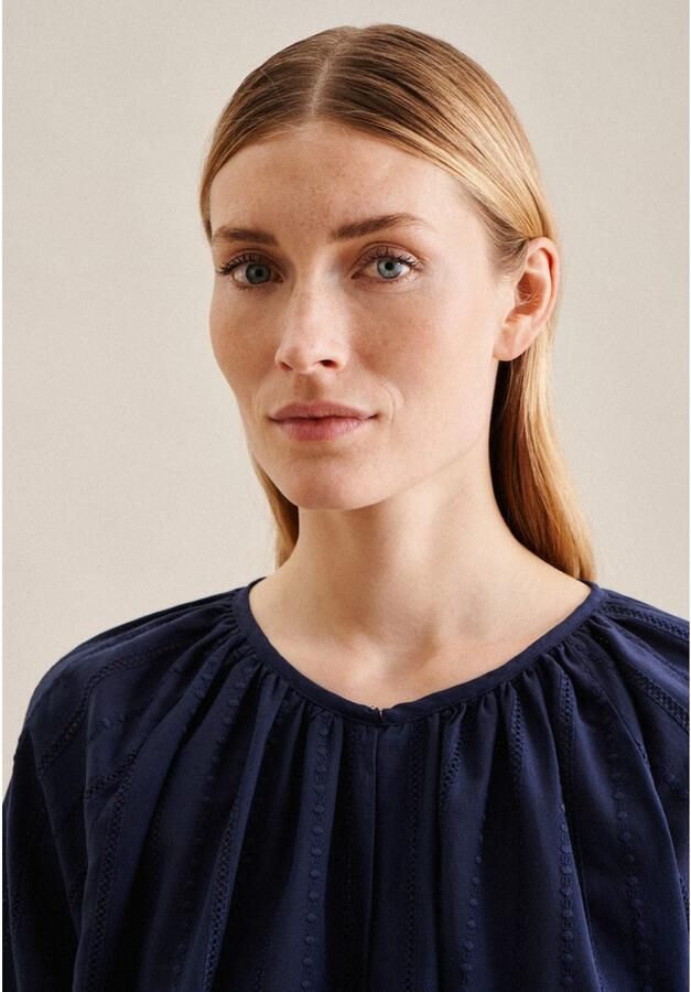 Seidensticker Blouse zonder sluiting Zwarte roos 3 4-mouwen ronde hals strepen - Foto 2