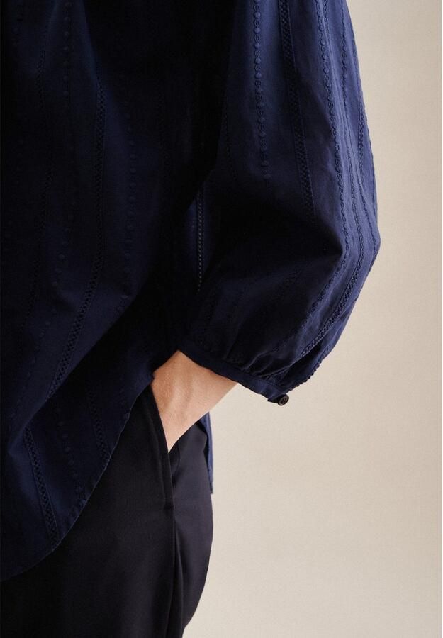 Seidensticker Blouse zonder sluiting Zwarte roos 3 4-mouwen ronde hals strepen - Foto 4