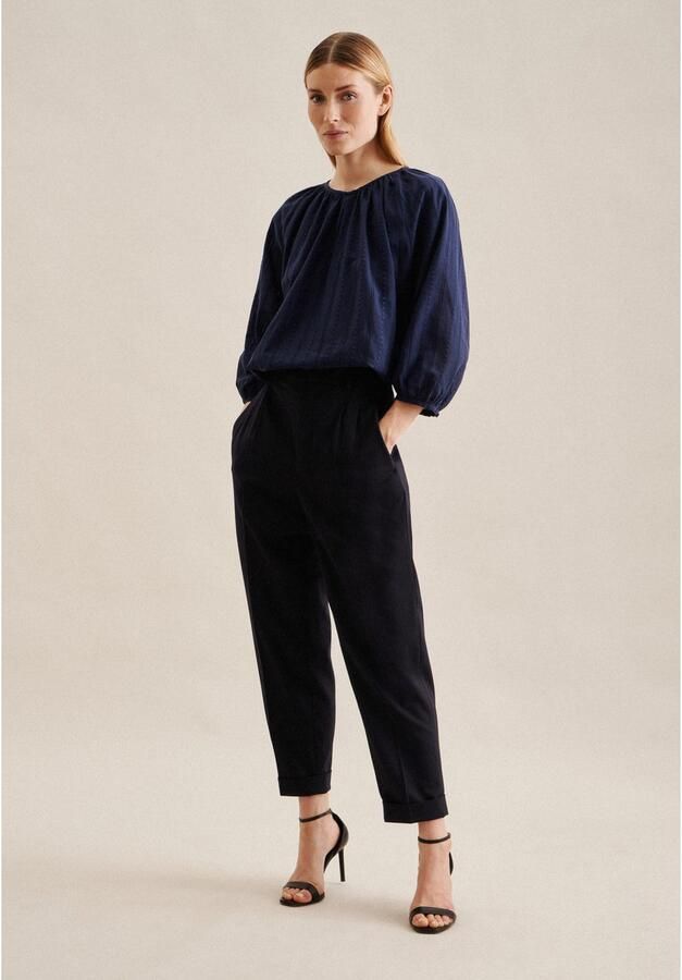 Seidensticker Blouse zonder sluiting Zwarte roos 3 4-mouwen ronde hals strepen - Foto 3