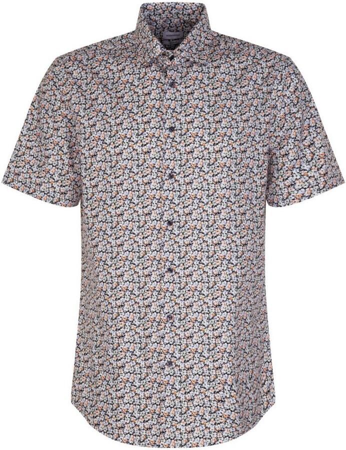 Seidensticker Businessoverhemd Regular korte mouwen kentkraag bloemmotief