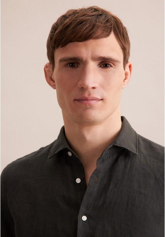 Seidensticker Slim fit zakelijk overhemd van linnen met kentkraag - Foto 2