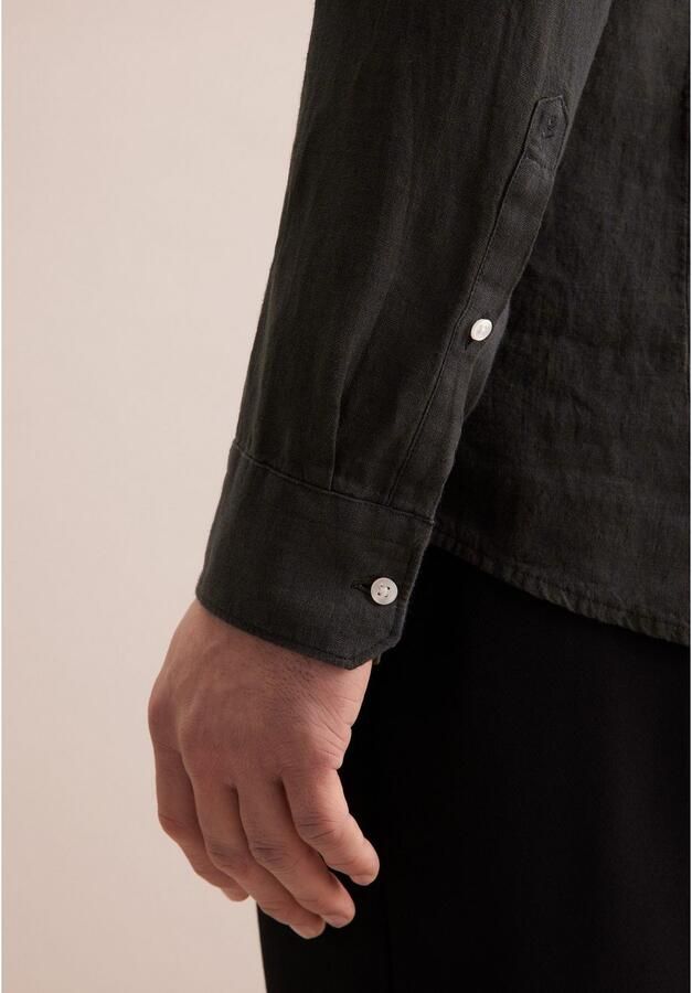 Seidensticker Slim fit zakelijk overhemd van linnen met kentkraag - Foto 3