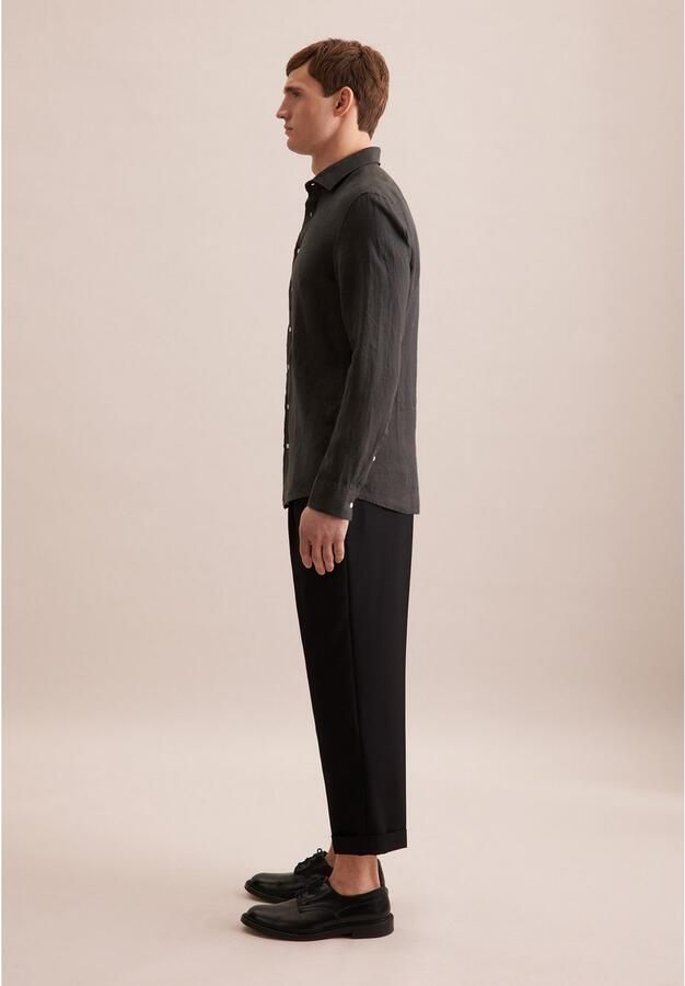 Seidensticker Slim fit zakelijk overhemd van linnen met kentkraag - Foto 7