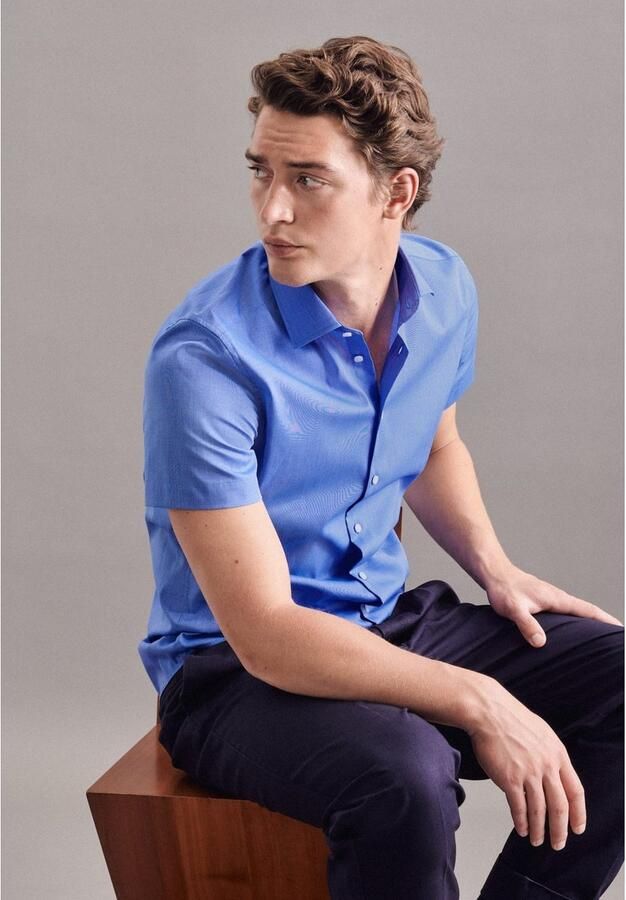 Seidensticker Businessoverhemd Slim korte mouwen kentkraag uni - Foto 6