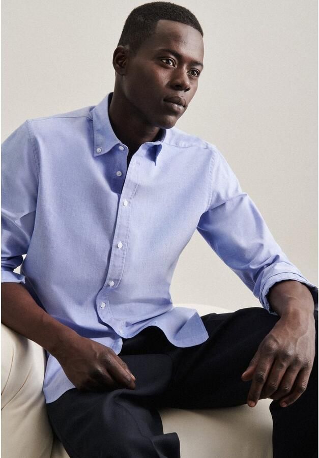 Seidensticker Businessoverhemd Slim lange mouwen button-downkraag uni - Foto 3