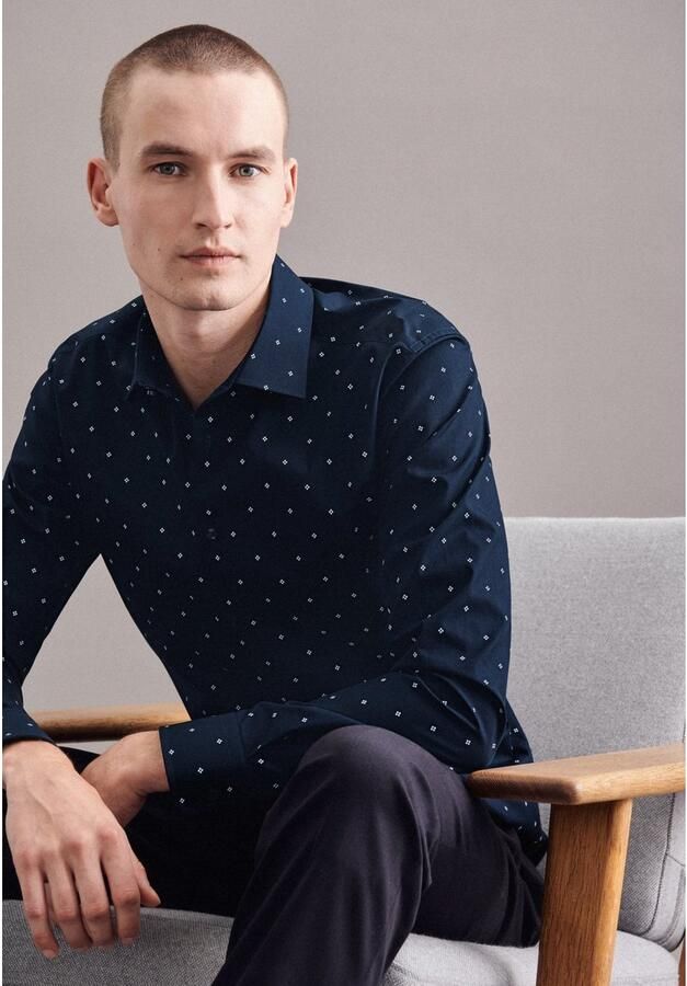 Seidensticker Businessoverhemd X-Slim lange mouwen kentkraag print - Foto 3