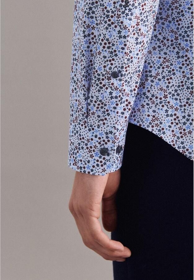 Seidensticker super slim fit overhemd met all over print lichtblauw - Foto 3