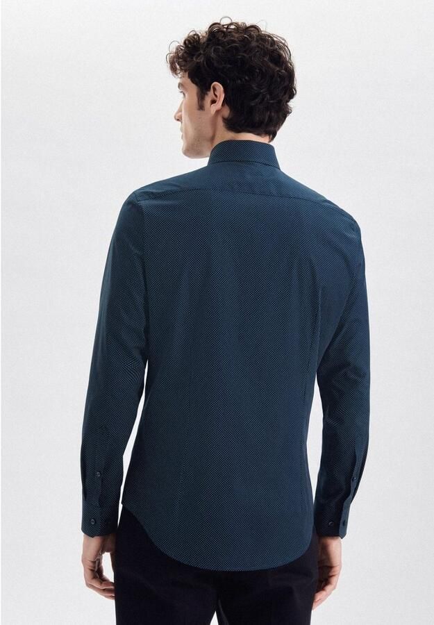 Seidensticker Super SF Slim fit zakelijk overhemd met all-over motief - Foto 5