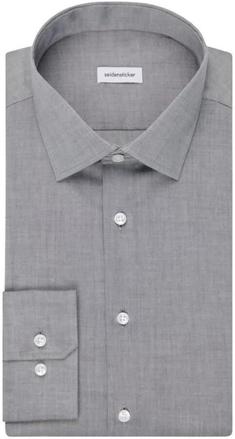 Seidensticker gemêleerd slim fit overhemd grijs - Foto 8