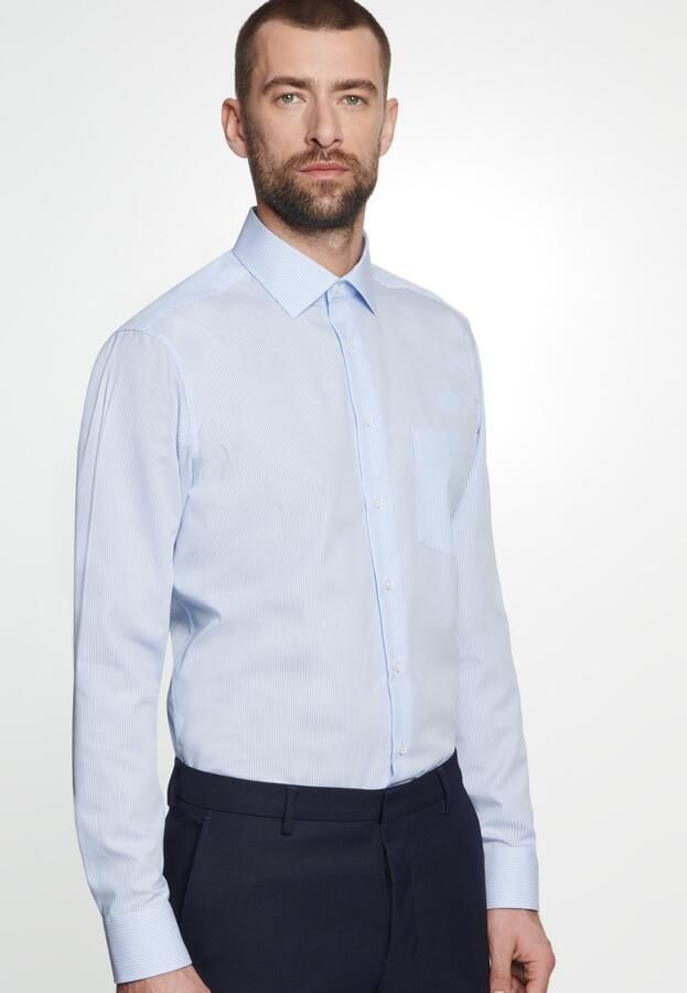 Seidensticker Businessoverhemd Zwarte roos Regular 1 1 Kent kraag gestreept - Foto 16