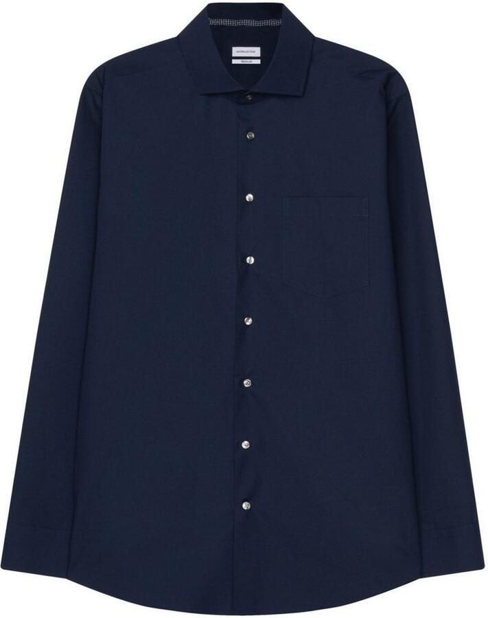 Seidensticker business overhemd normale fit donkerblauw effen katoen