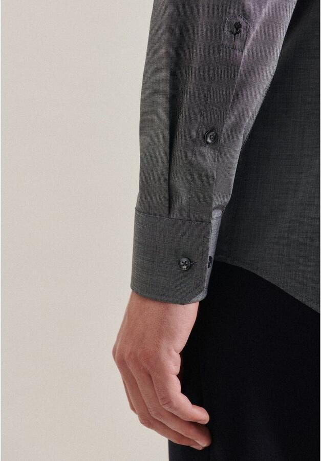 Seidensticker Businessoverhemd Zwarte roos Shaped 1 1 Kentkraag effen - Foto 3