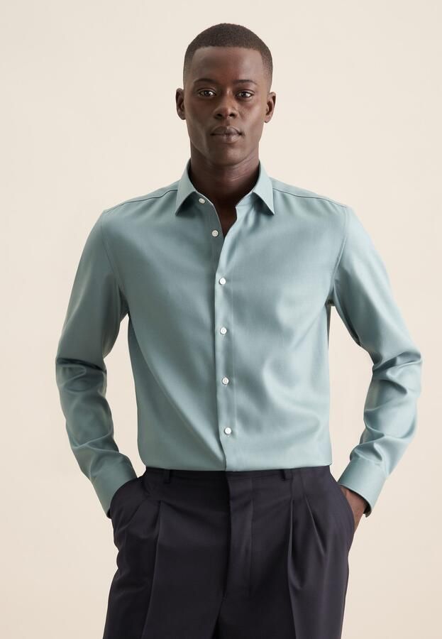 Seidensticker Businessoverhemd Zwarte roos Shaped 1 1 Kentkraag effen - Foto 9