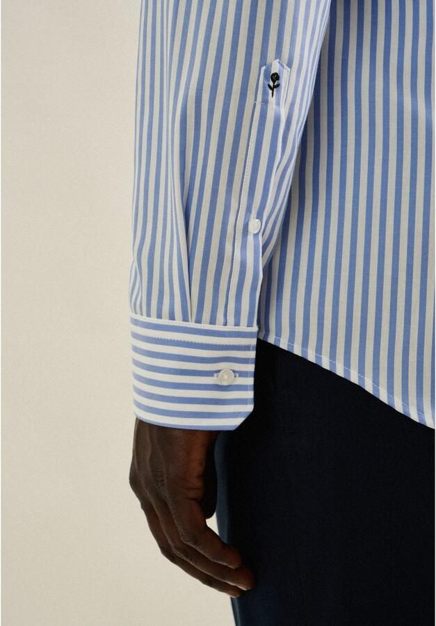 Seidensticker Businessoverhemd Zwarte roos Shaped 1 1 Kentkraag gestreept - Foto 2