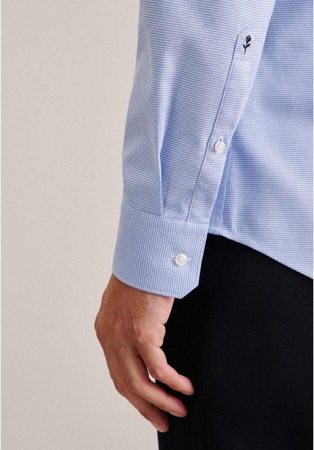 Seidensticker Businessoverhemd Zwarte roos Shaped 1 1 Extra lange Kentkraag structuur - Foto 4