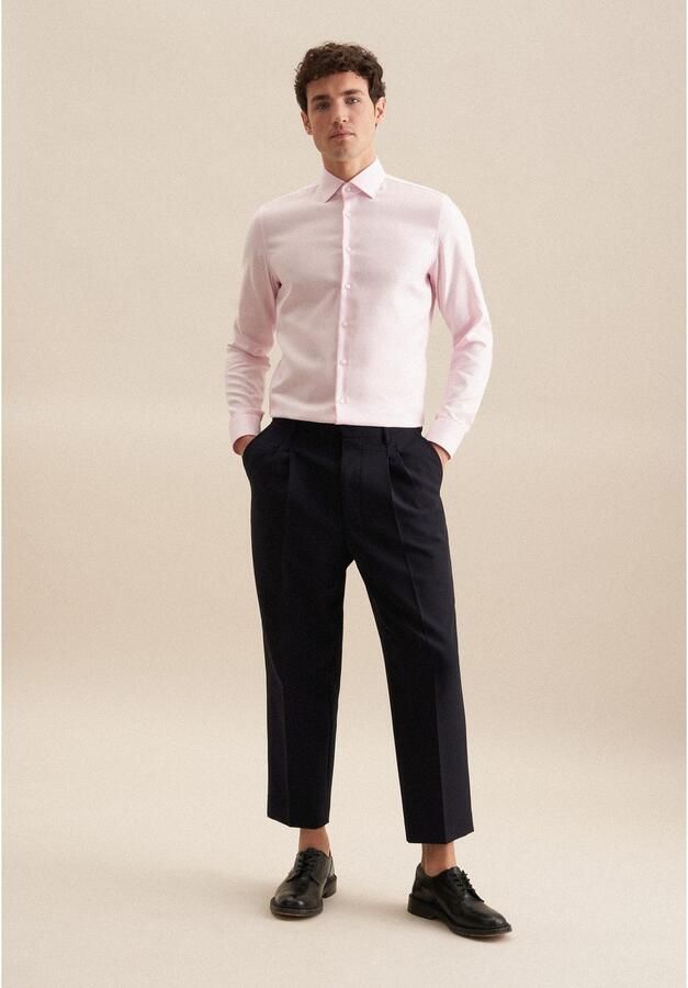 Seidensticker Businessoverhemd Zwarte roos Slim 1 1 Kent kraag structuur - Foto 6