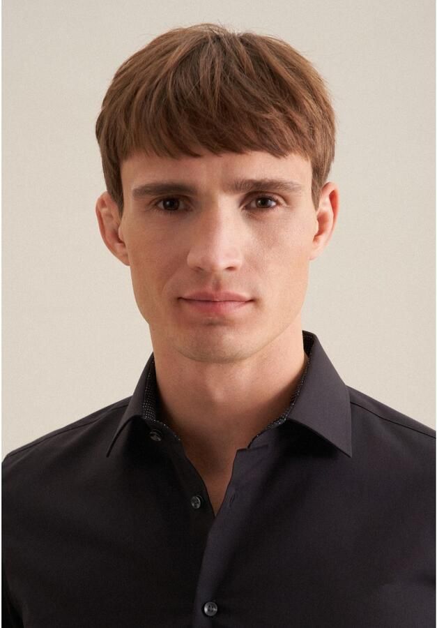 Seidensticker Businessoverhemd Zwarte roos Slim 1 1 Kent kraag uni - Foto 4