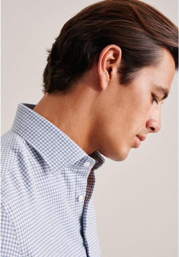 Seidensticker Flanellen overhemd Slim lange mouwen kentkraag ruit - Foto 2