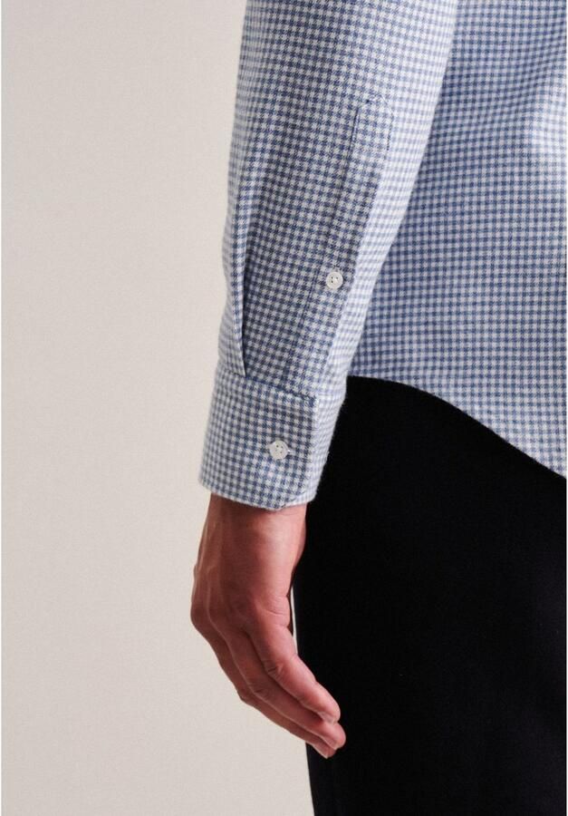 Seidensticker Flanellen overhemd Slim lange mouwen kentkraag ruit - Foto 3