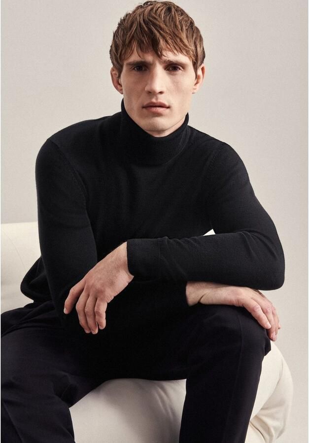 Seidensticker Gebreide trui Zwarte roos 1 1 ronde hals uni - Foto 5