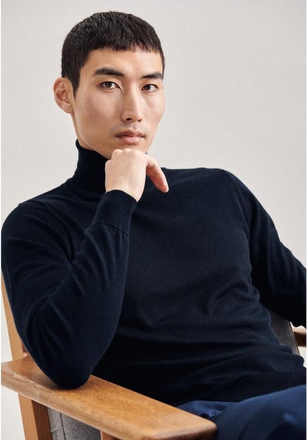 Seidensticker Gebreide trui Zwarte roos 1 1 ronde hals uni - Foto 4