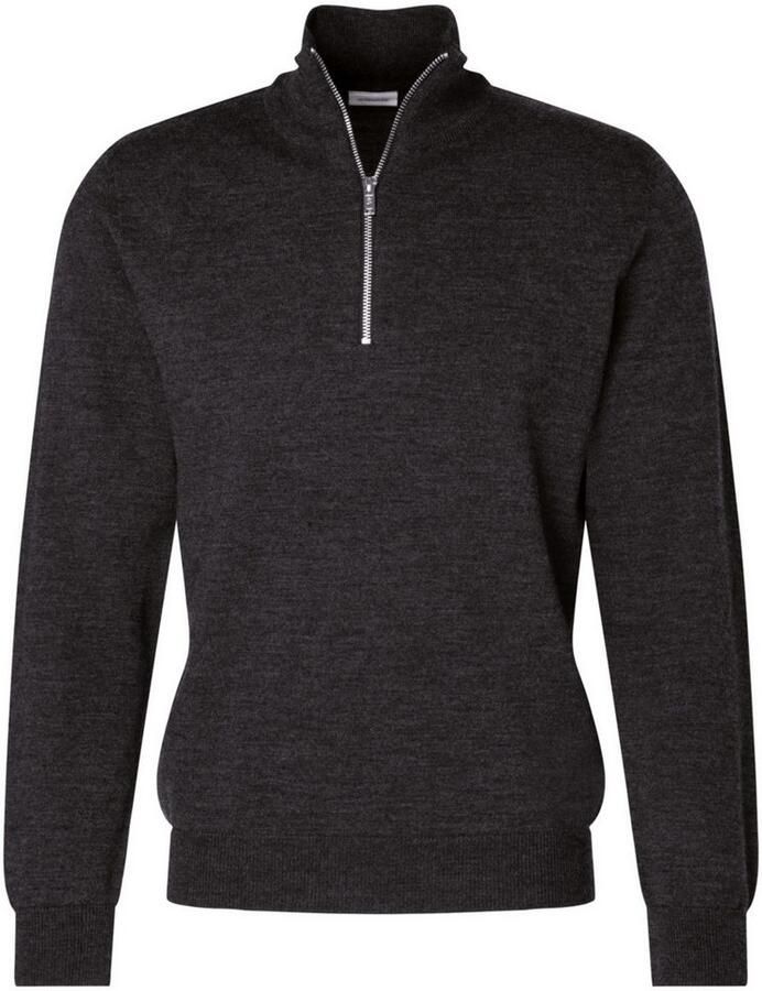 Seidensticker Gebreide trui Zwarte roos Quarter rits effen uni