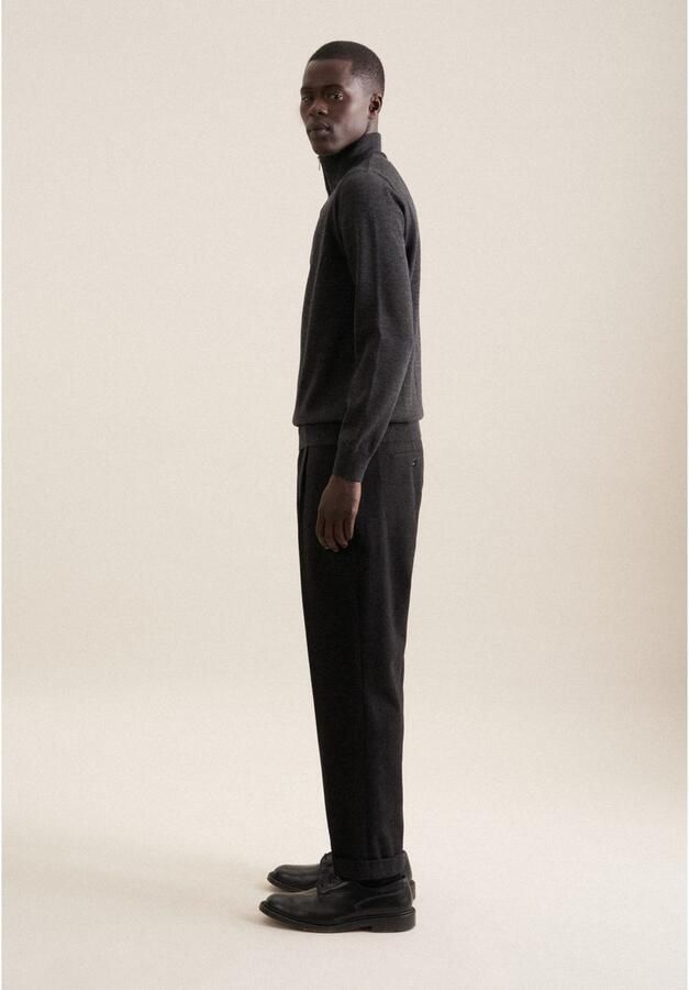 Seidensticker Gebreide trui Zwarte roos Quarter rits effen uni - Foto 4