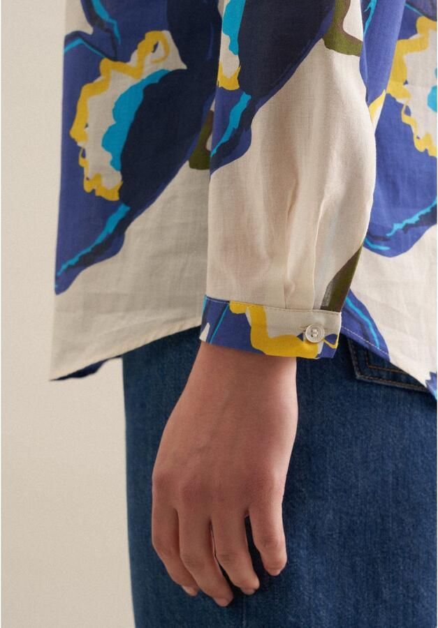 Seidensticker Klassieke blouse Zwarte roos Tuniek bloemmotief - Foto 3