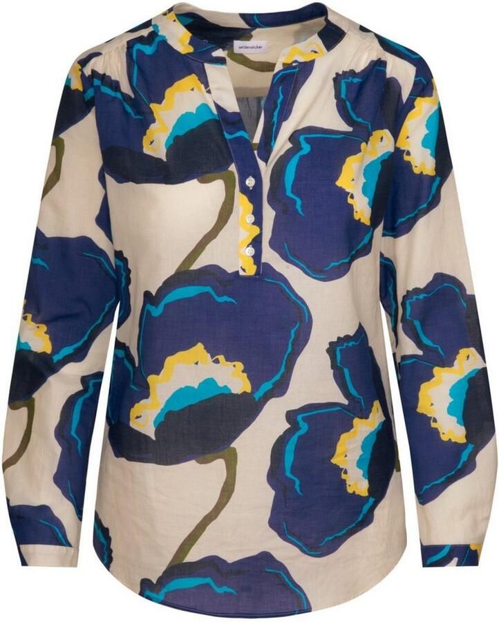 Seidensticker Klassieke blouse Zwarte roos Tuniek bloemmotief