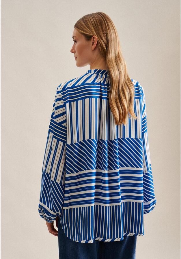 Seidensticker Klassieke blouse Zwarte roos Tunika met geplaatste strepen - Foto 6