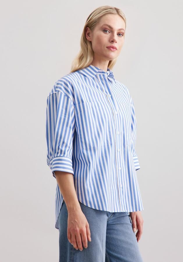 Seidensticker Lange blouse Zwarte roos Korte mouwen kraag strepen - Foto 8