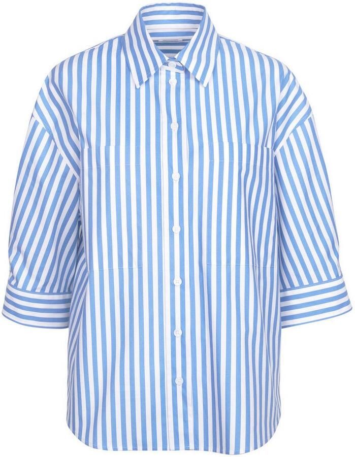 Seidensticker Lange blouse Zwarte roos Korte mouwen kraag strepen