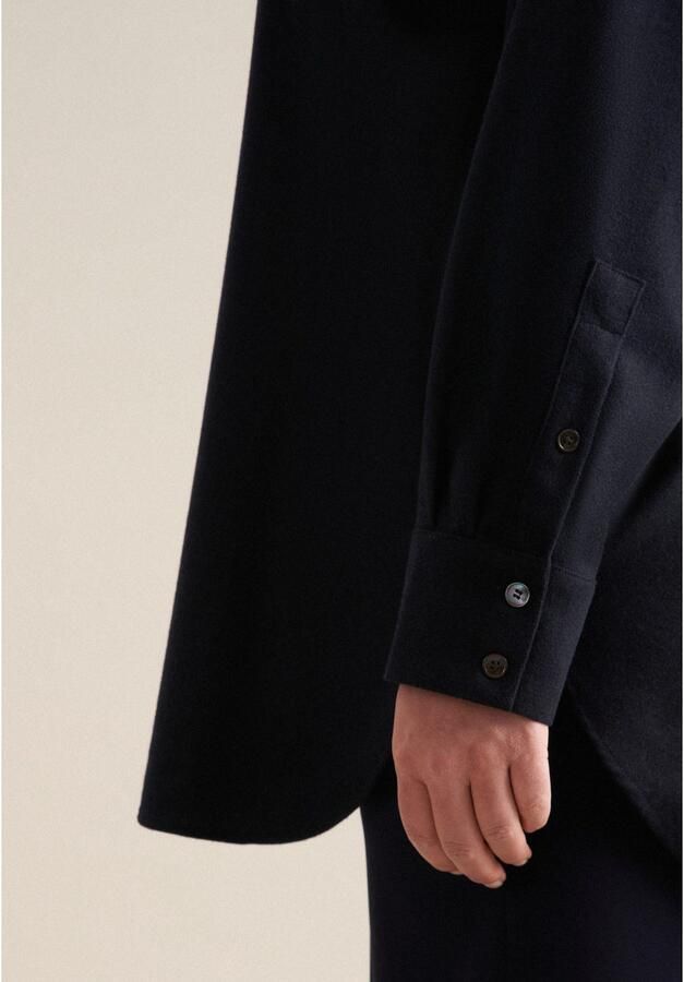 Seidensticker Lange blouse Zwarte roos Langarm kraag in effen melange - Foto 4