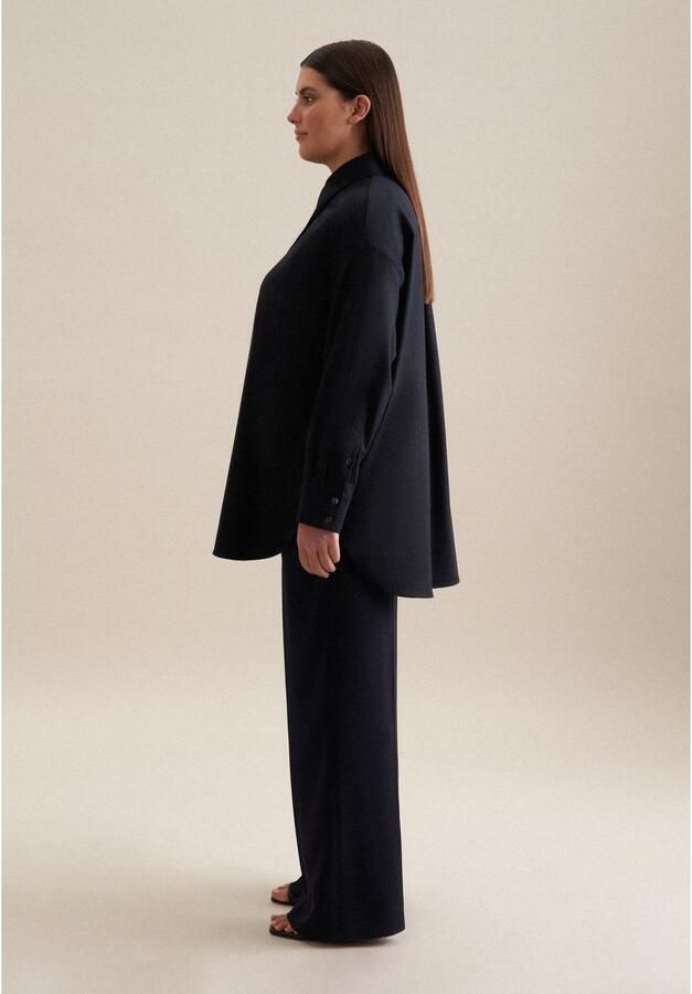 Seidensticker Lange blouse Zwarte roos Langarm kraag in effen melange - Foto 5