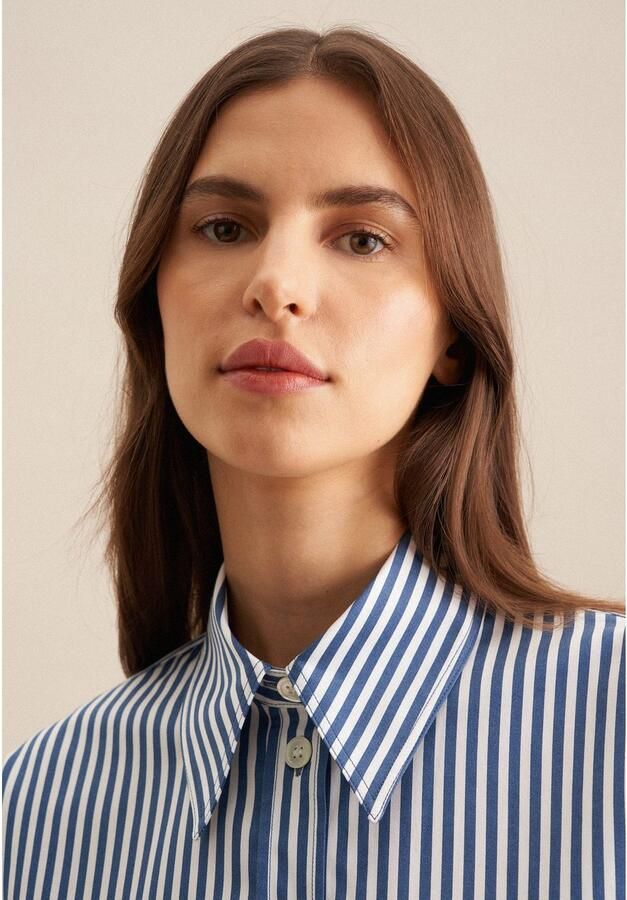 Seidensticker Lange blouse Zwarte roos Lange mouwen kraag strepen - Foto 2