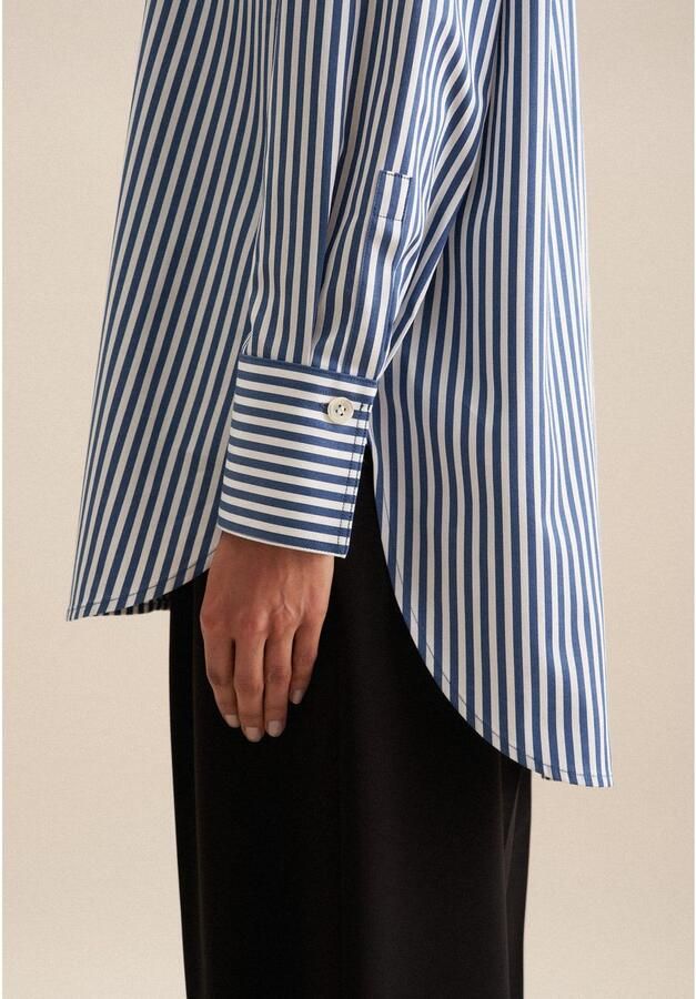 Seidensticker Lange blouse Zwarte roos Lange mouwen kraag strepen - Foto 3