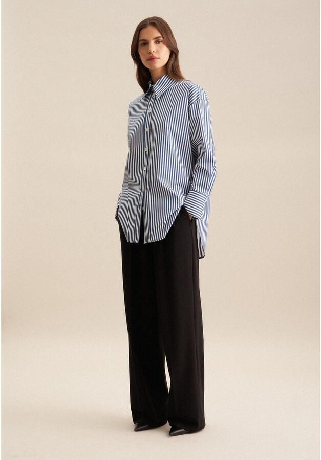 Seidensticker Lange blouse Zwarte roos Lange mouwen kraag strepen - Foto 5