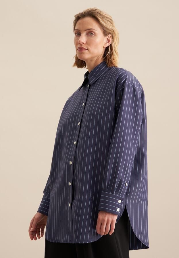 Seidensticker Lange blouse Zwarte roos Lange mouwen kraag strepen - Foto 8